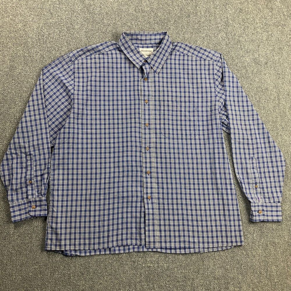 Vintage Windridge Mervyns Shirt Men's Extra Large Plaid Blue‎ Button Up XL